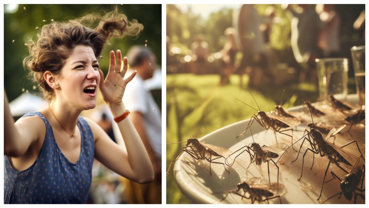 Myggen kan vara ett besvät på sommarfesten.